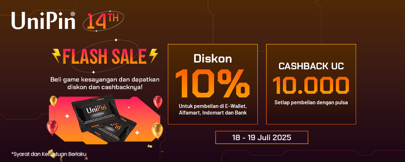 🎉 Flash Sale Spesial #14th UniPin Birthday! 🎉